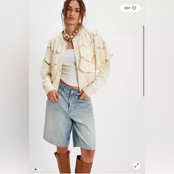 Free People Fluttercape Sweatshirt. NWT. Ivory - Picture 2 of 4